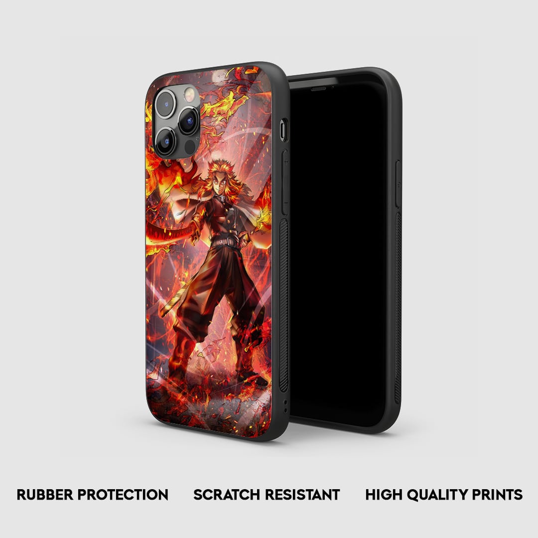 Side view of the Kyojuro Rengoku Action Armored Phone Case, highlighting its thick, protective silicone material.