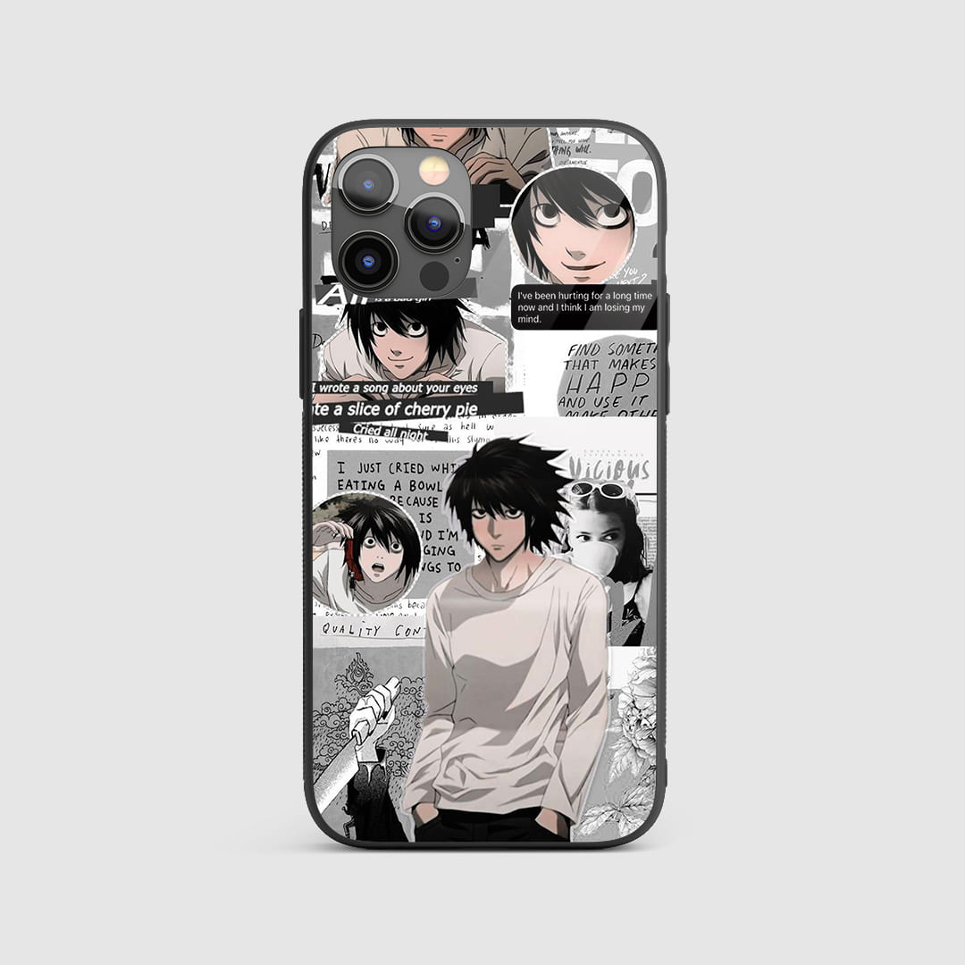 L Manga Silicone Armored Phone Case showcasing classic manga panels of detective L.
