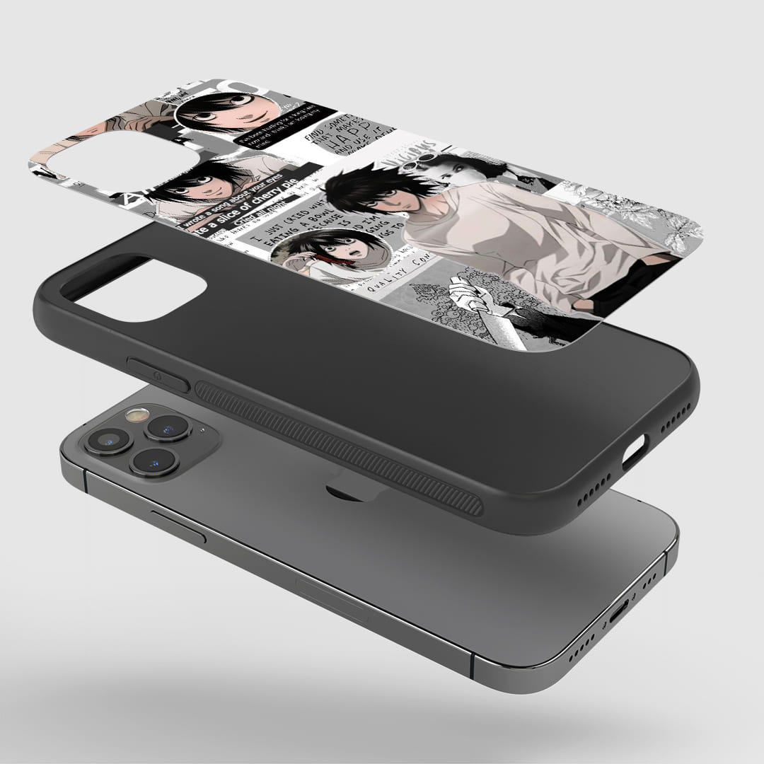 L Manga Phone Case installed on a smartphone, ensuring comprehensive protection and a sleek design.