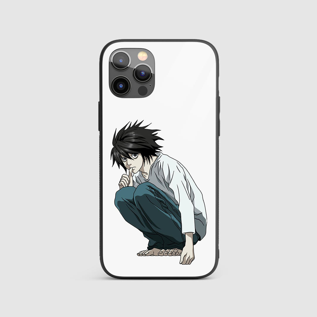 L Sitting Silicone Armored Phone Case showing L in his iconic crouched position.