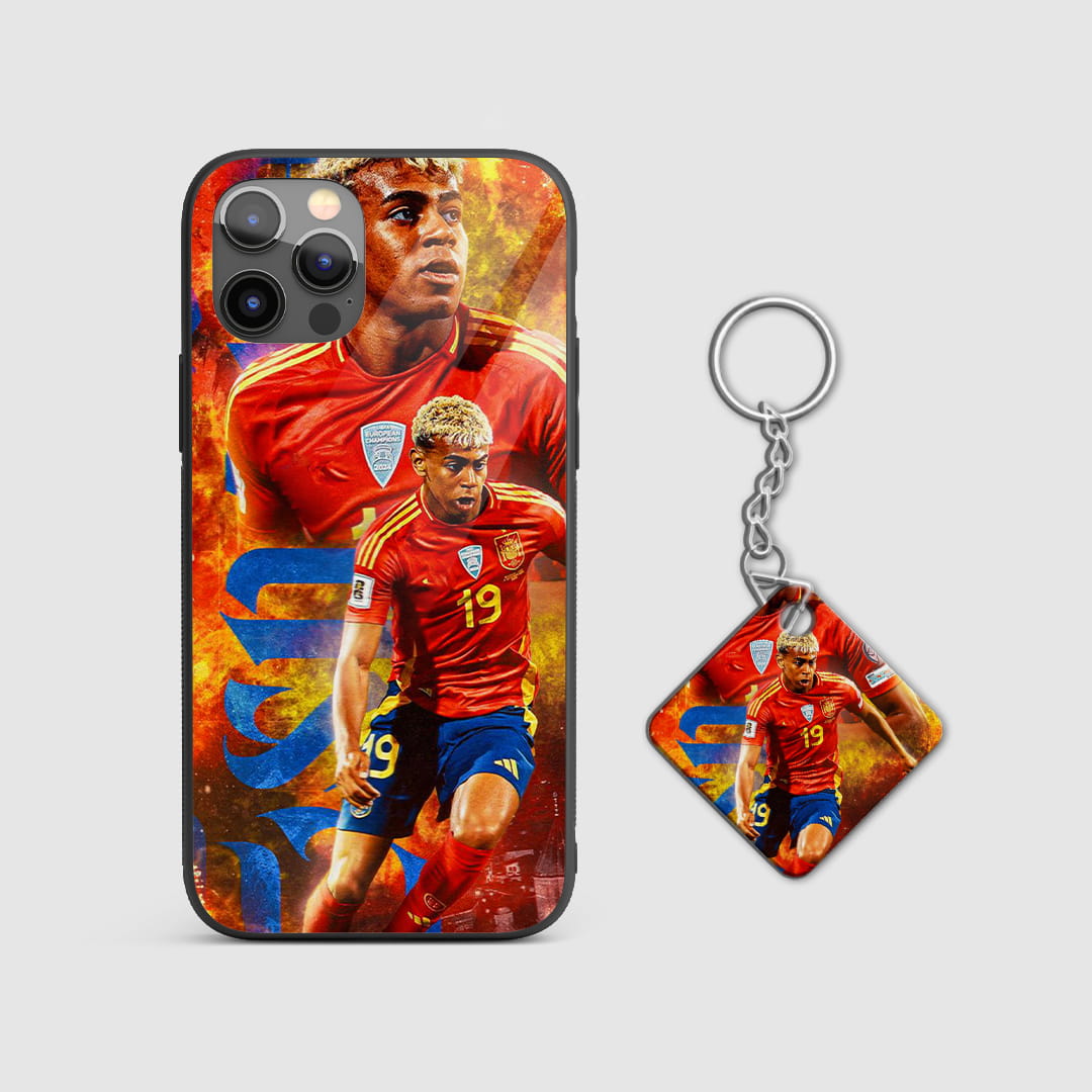 Spain football player protective mobile cover with Keychian