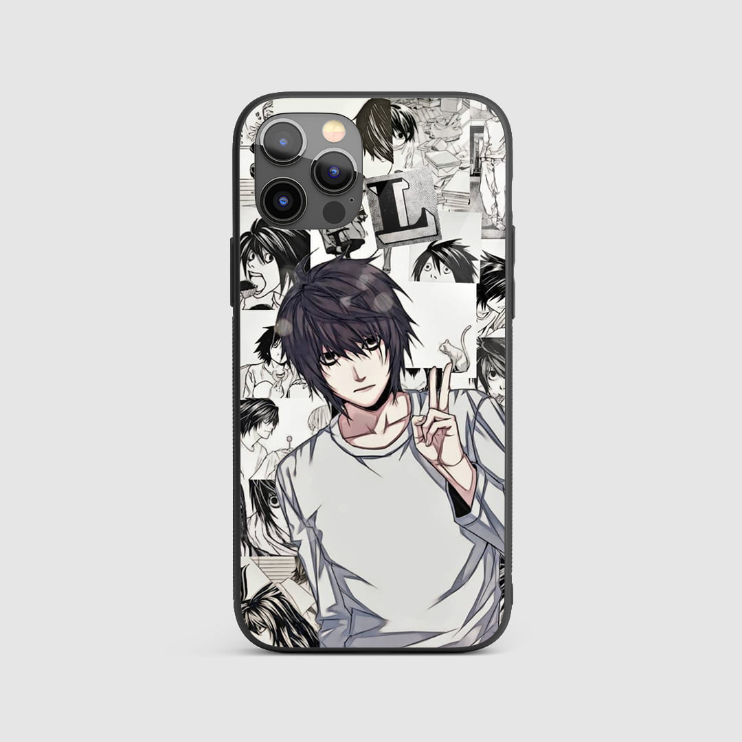 Lawliet Collage Silicone Armored Phone Case displaying a complex montage of L's iconic moments.