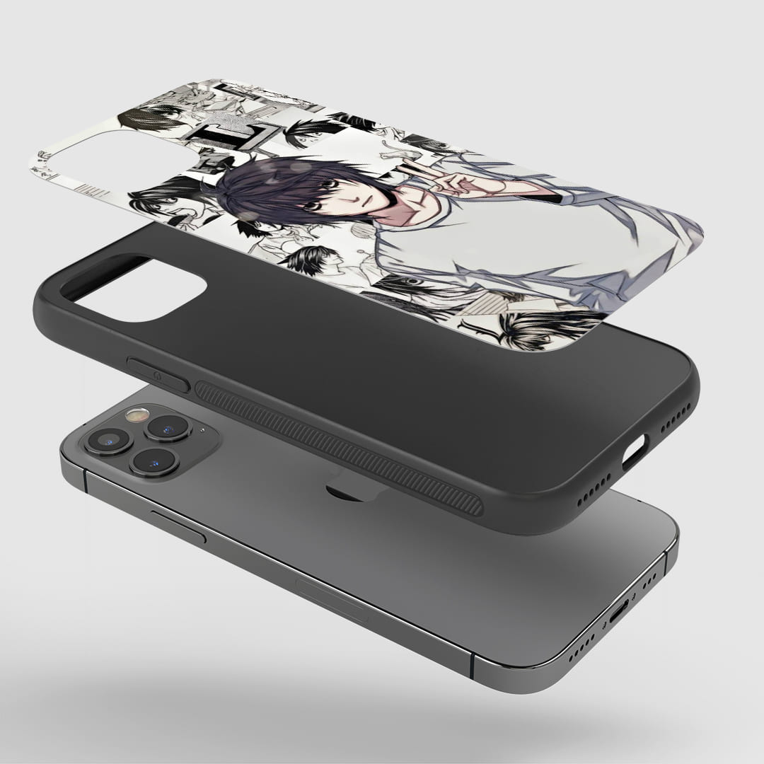 Lawliet Collage Phone Case installed on a smartphone, providing extensive protection and a unique aesthetic.
