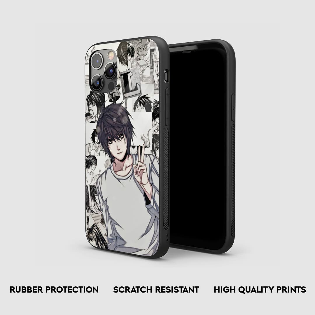 Side view of the Lawliet Collage Armored Phone Case, emphasizing its thick, protective silicone.