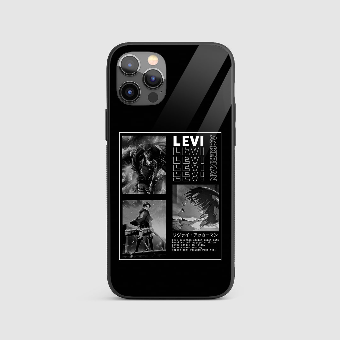 Levi Black & White Silicone Armored Phone Case featuring striking artwork of Levi Ackerman.