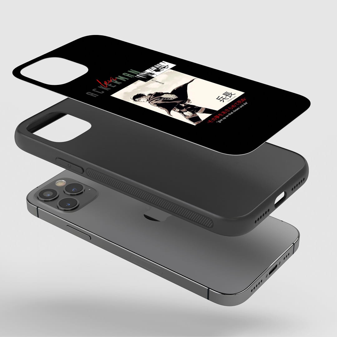 Levi Ackerman Graphic Phone Case installed on a smartphone, offering robust protection and a dynamic design.