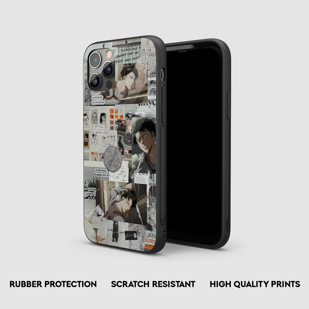 Side view of the Levi Ackerman Retro Armored Phone Case, highlighting its thick, protective silicone material.