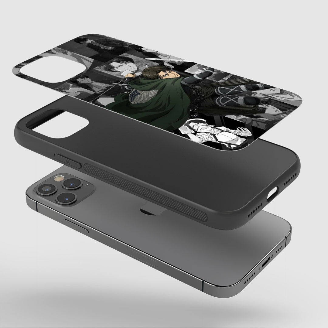 Levi Scout Regiment Phone Case installed on a smartphone, offering robust protection and a heroic design.