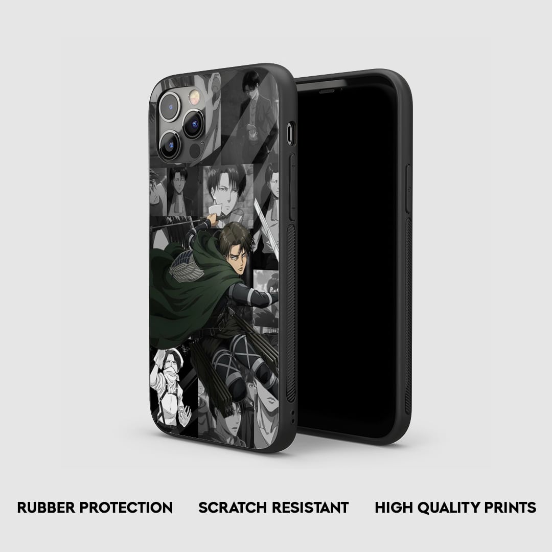 Side view of the Levi Scout Regiment Armored Phone Case, highlighting its thick, protective silicone material.
