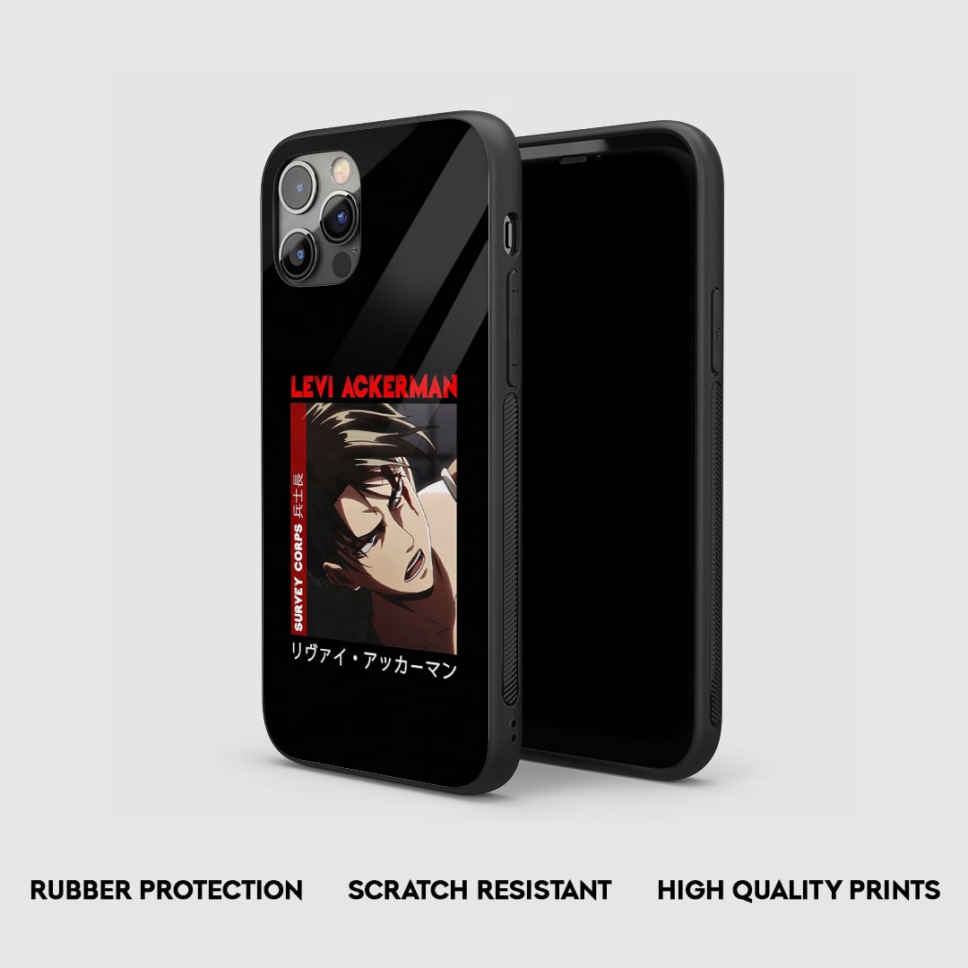 Side view of the Levi Survey Corps Armored Phone Case, highlighting its thick, protective silicone material.