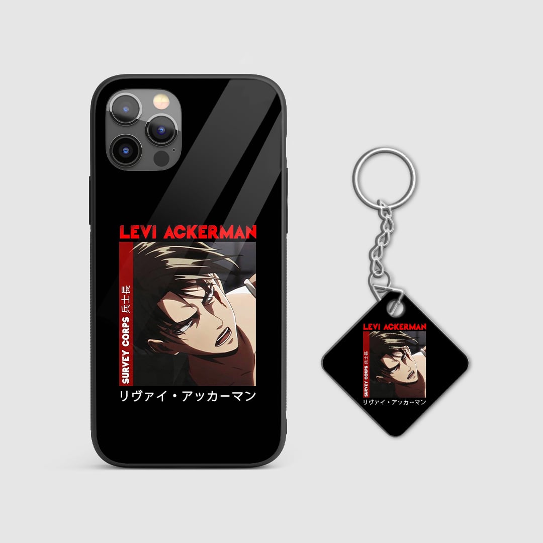 Heroic Survey Corps design of Levi Ackerman from Attack on Titan on a durable silicone phone case with Keychain.
