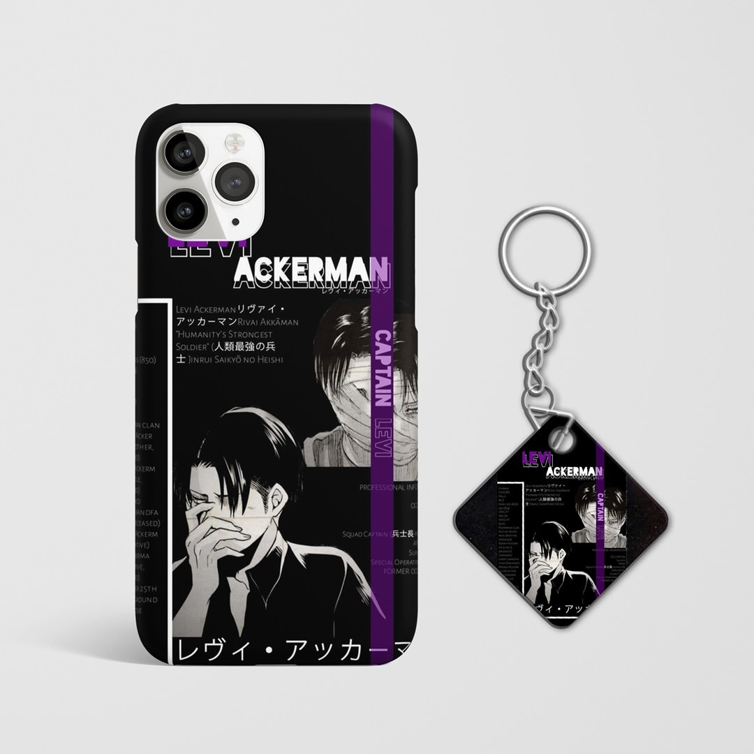 Close-up of Levi’s intense expression and key highlights on phone case with Keychain.
