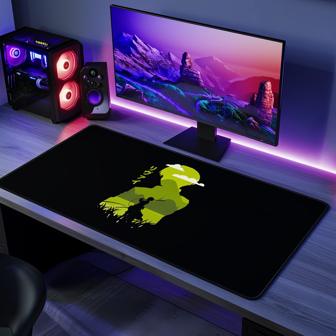 Levi Silhouette Desk Mat with clean anime design