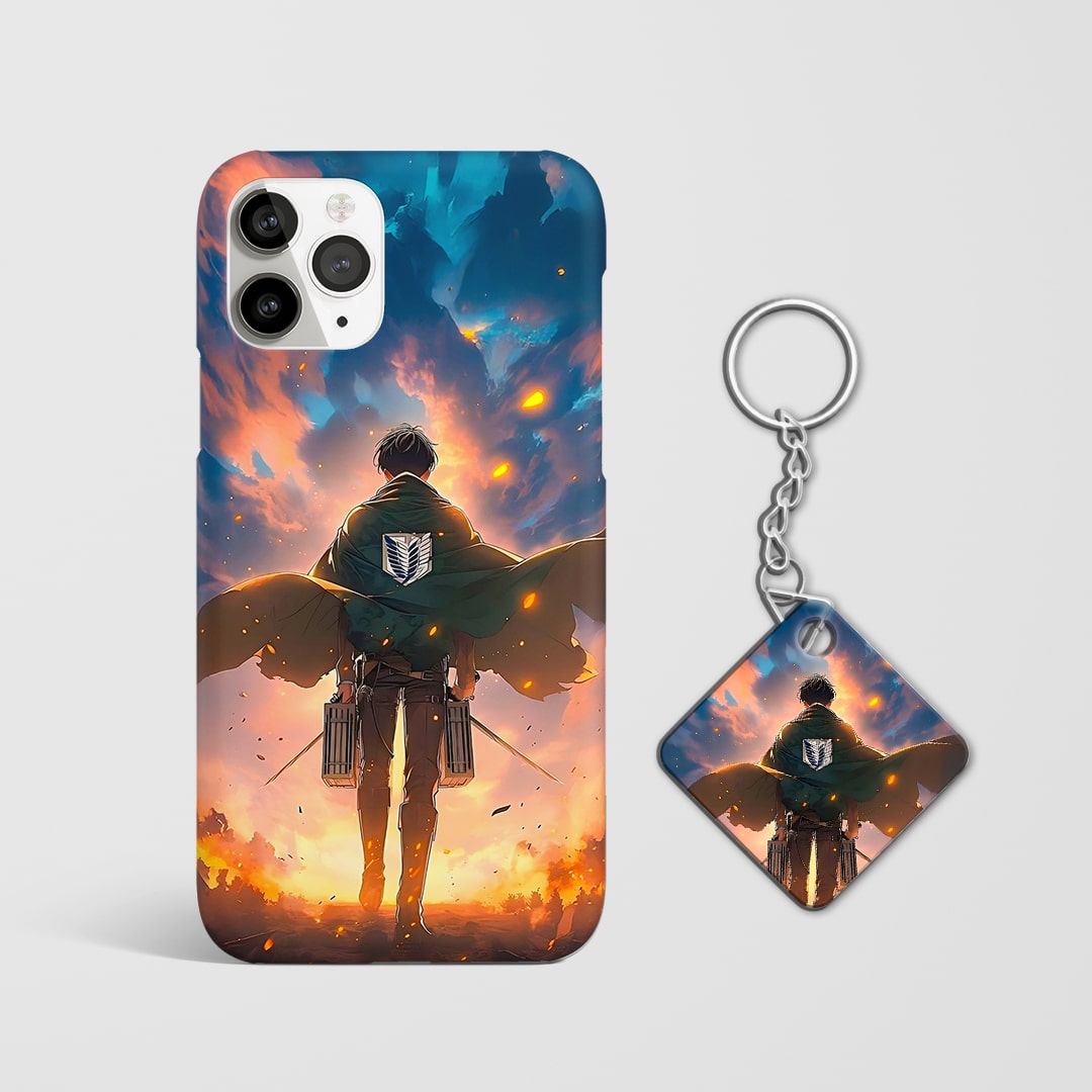 Back view featuring clean Levi design from Attack on Titan with Keychain.