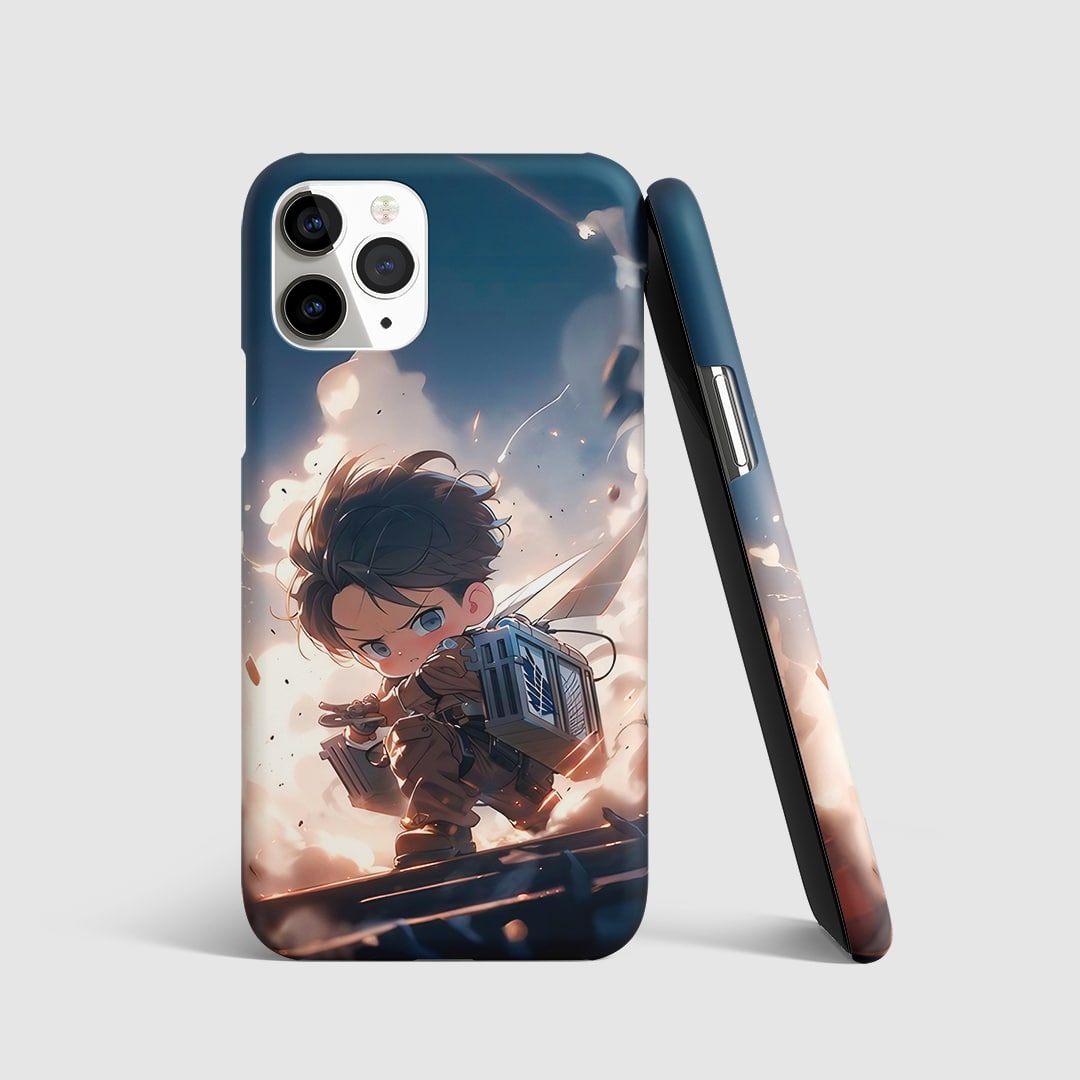 Levi Ackerman Chibi Phone Cover front view with cute anime design.