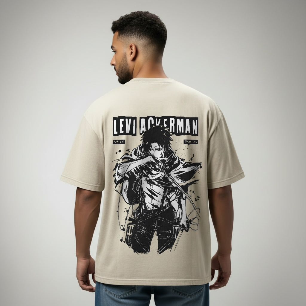 Levi Ackerman oversized anime T-shirt front print Attack on Titan design