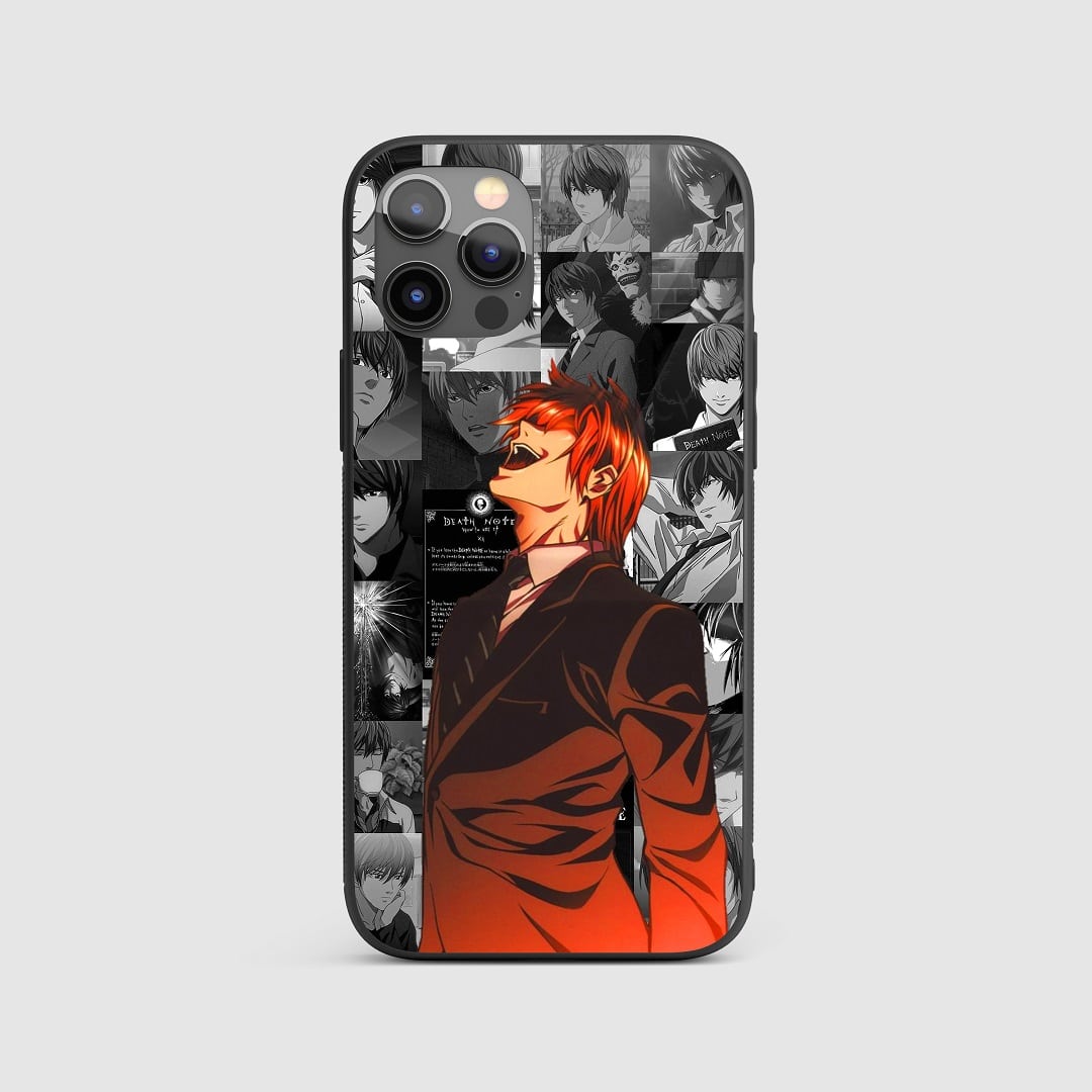 Light Yagami Collage Silicone Armored Phone Case featuring a dynamic collage of key scenes from Death Note.