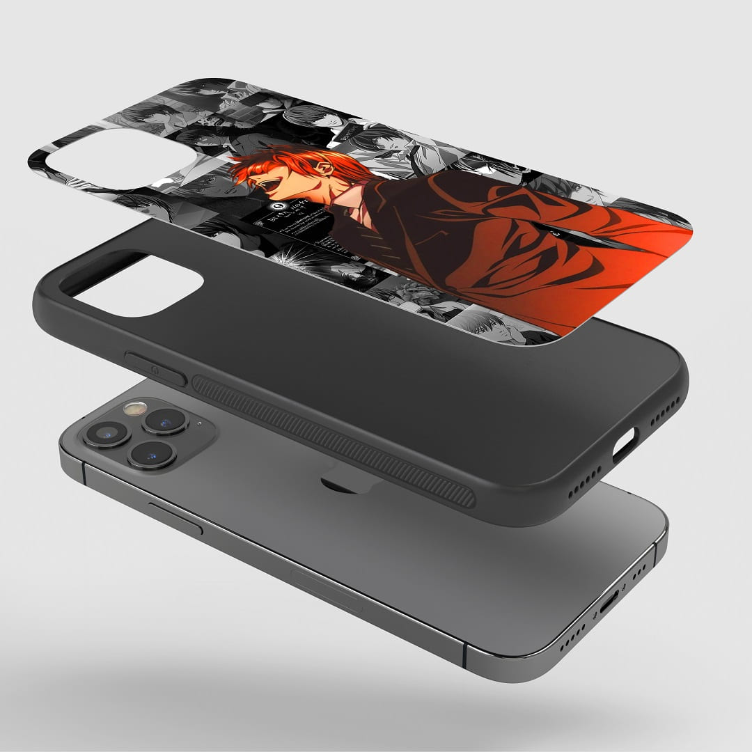 Light Yagami Collage Phone Case installed on a smartphone, offering robust protection and a stylish design.