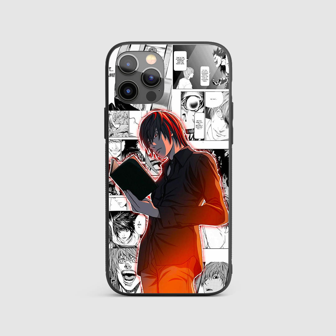 Light Yagami Death Note Silicone Armored Phone Case featuring Light holding the Death Note.