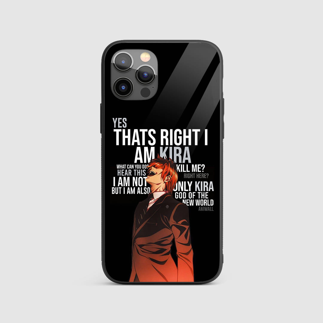 Light Yagami God Kira Silicone Armored Phone Case featuring powerful artwork of Light as Kira.