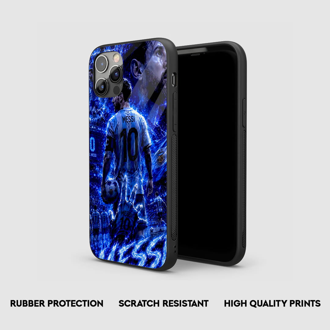 Lionel Messi blue lightning football silicone phone case