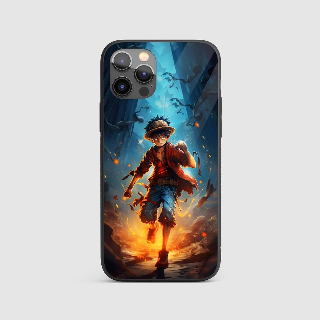 Luffy Cinematic Silicone Armored Phone Case displaying an epic scene of Luffy in action.