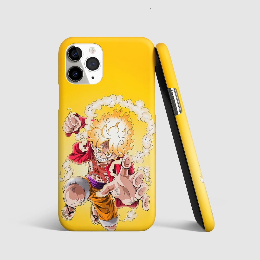 Luffy Gear 5 Yellow Phone Cover with 3D matte finish featuring a vibrant yellow design.