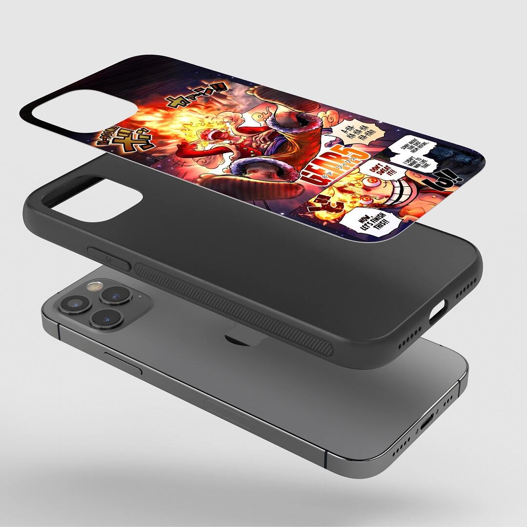 Luffy Manga Phone Case fitted on a smartphone, illustrating ease of access to all buttons and ports.