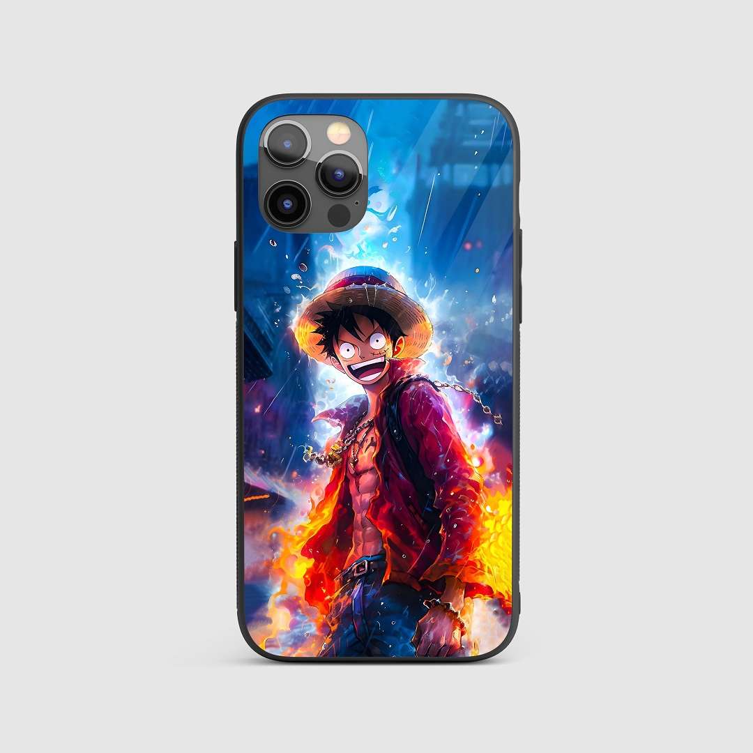 Luffy Laughing Silicone Armored Phone Case featuring a joyful image of Luffy.