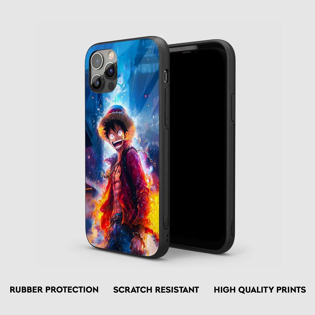 Side view of the Luffy Laughing Armored Phone Case, emphasizing its robust protective layer.