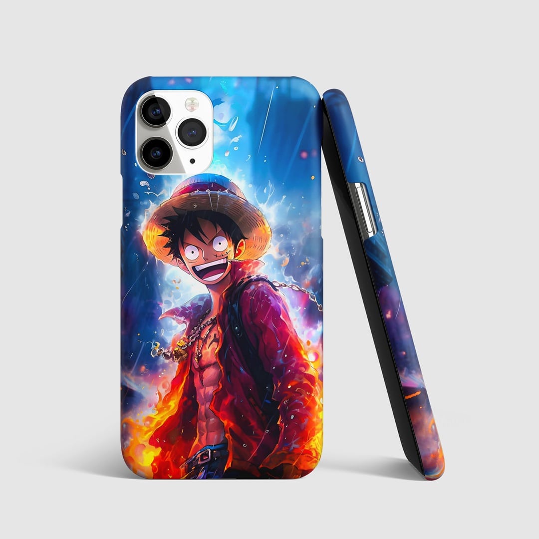 Luffy Laughing Phone Cover with 3D matte finish and Luffy's laughing design."