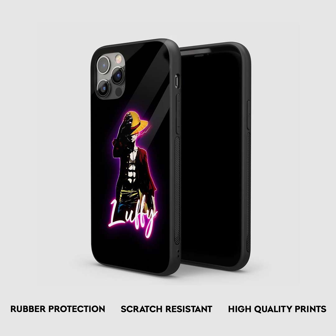 Side view of the Luffy Neon Armored Phone Case, emphasizing its thick, protective silicone.