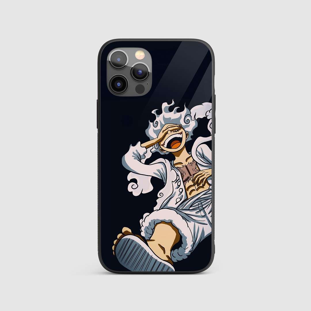 Luffy Nika Sun Silicone Armored Phone Case featuring Luffy in his Sun God form.