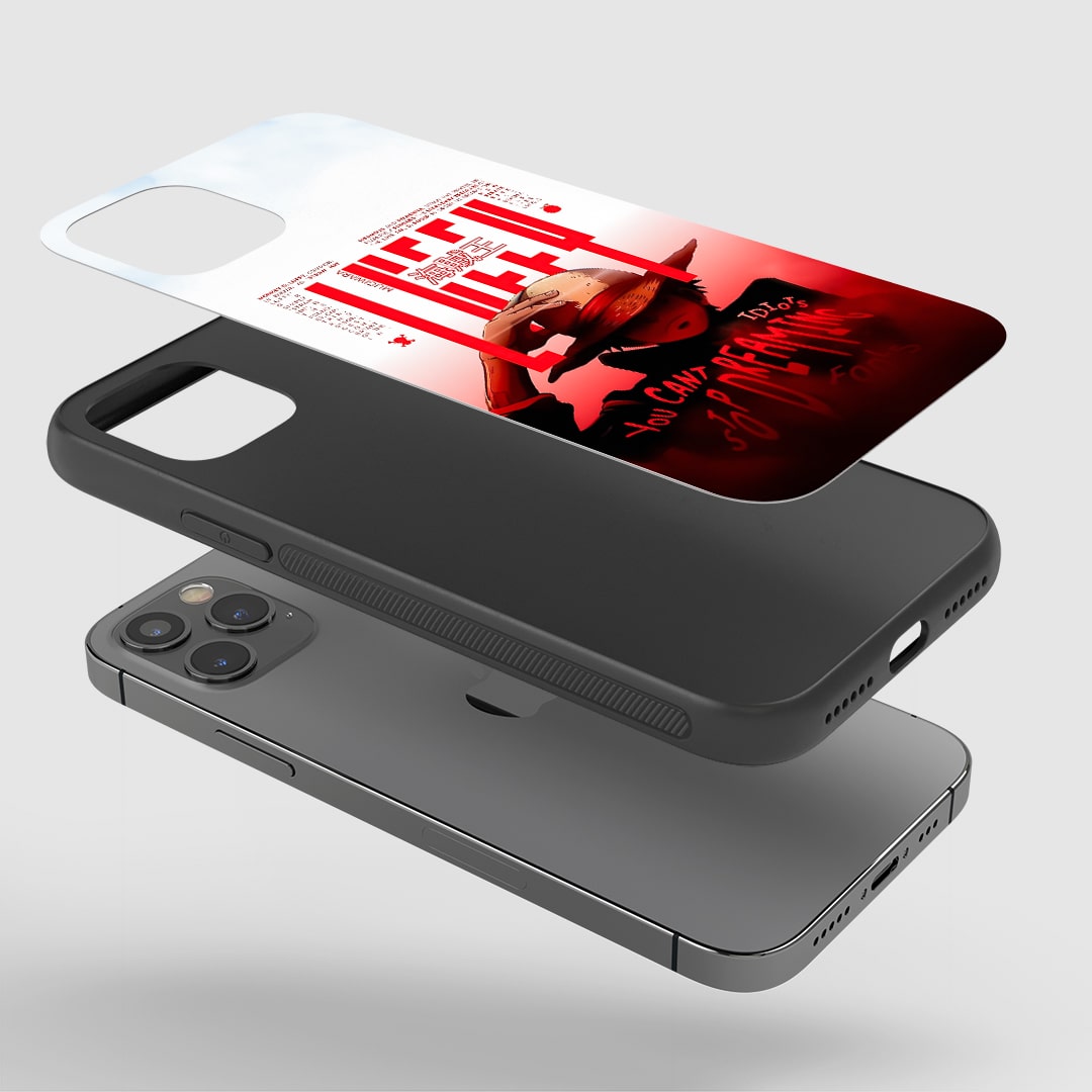 Angled view of Luffy Dreaming Phone Case showing soft anime style.