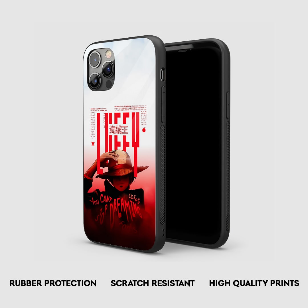 Side view of Luffy Dreaming Silicone Case with snug fit and cutouts.