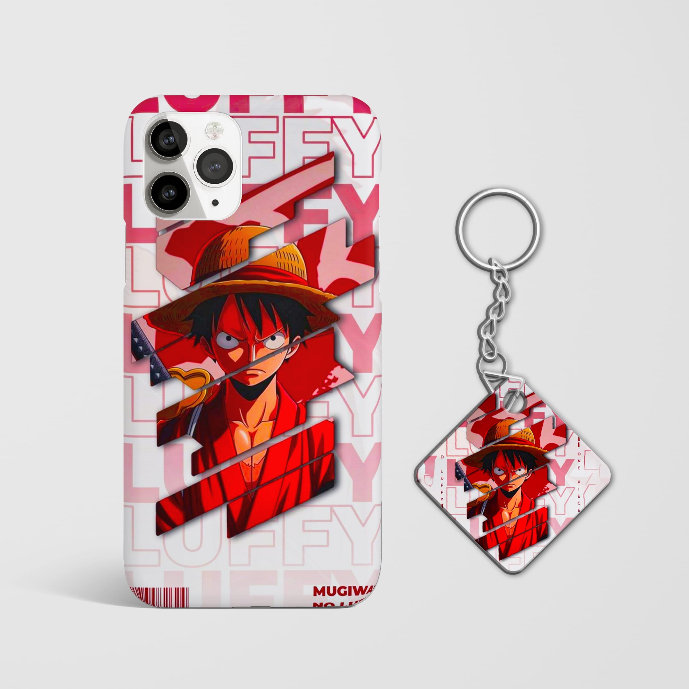 One piece luffy red tone mobile cover with Keychain