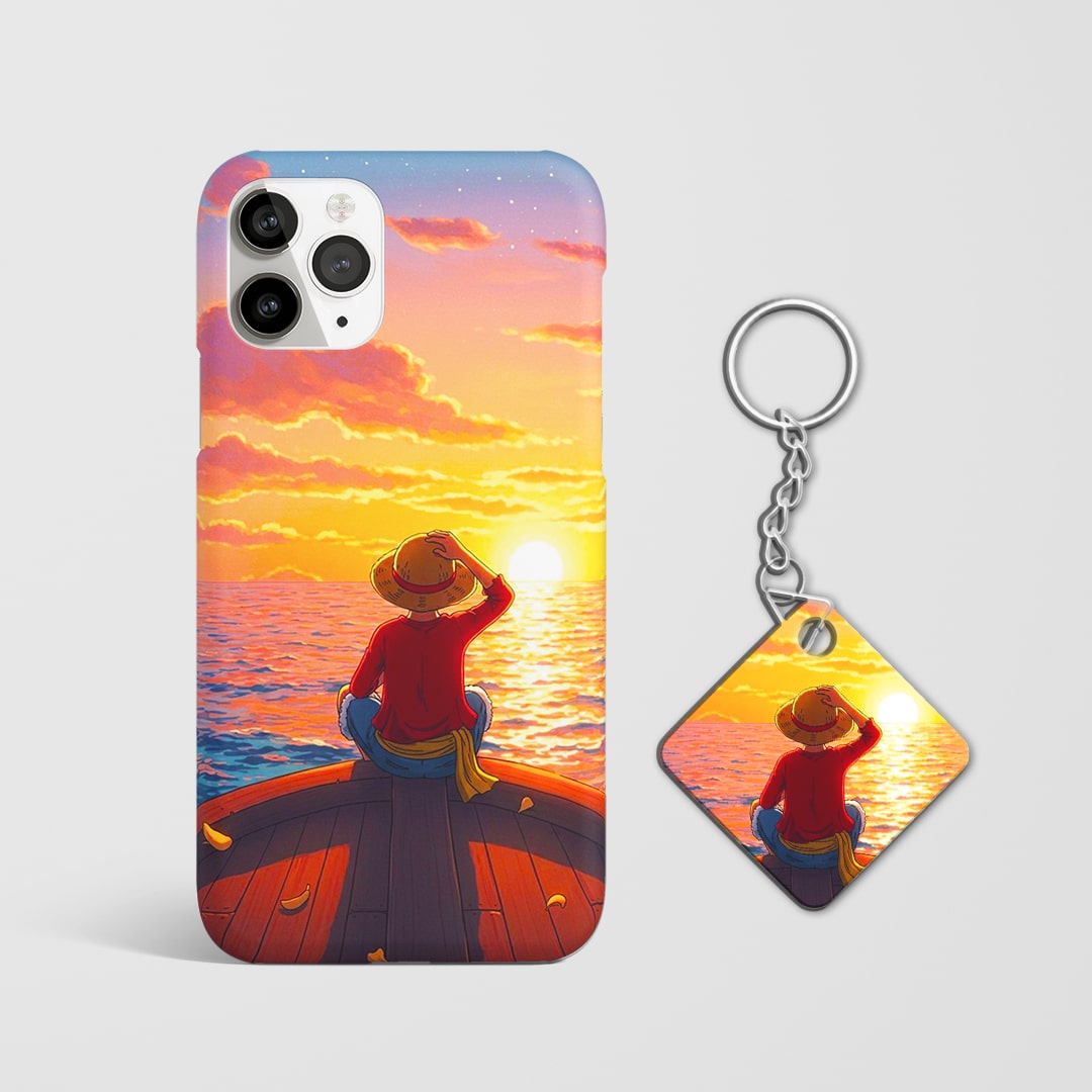 Monkey D. Luffy sunset anime phone case with Keychain