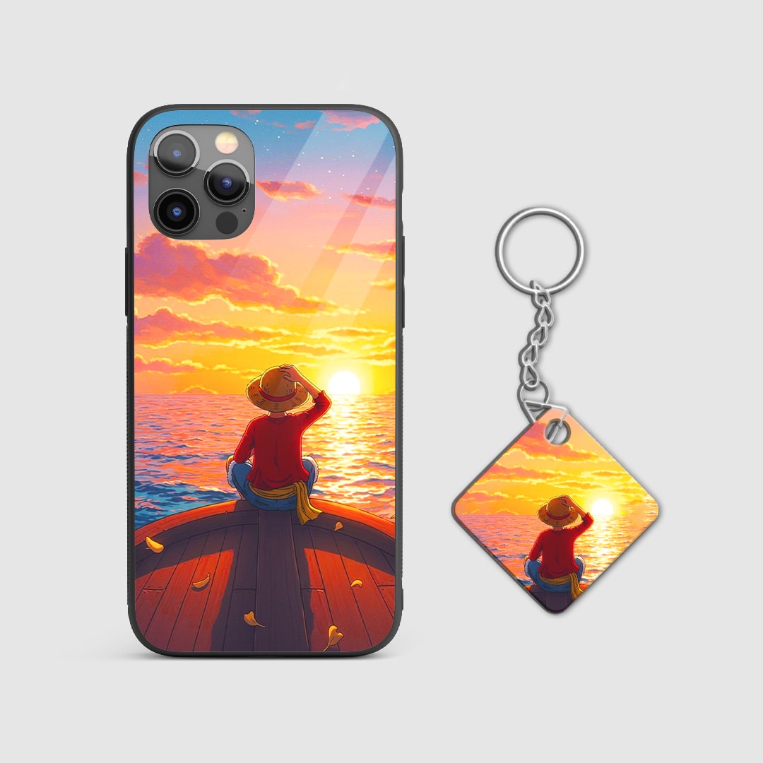 Monkey D. Luffy sunset anime phone cover with Keychain