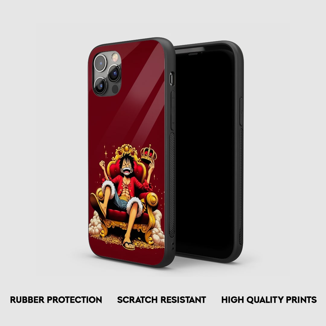 Side view of Luffy Throne Silicone Case with snug fit and button cutouts.
