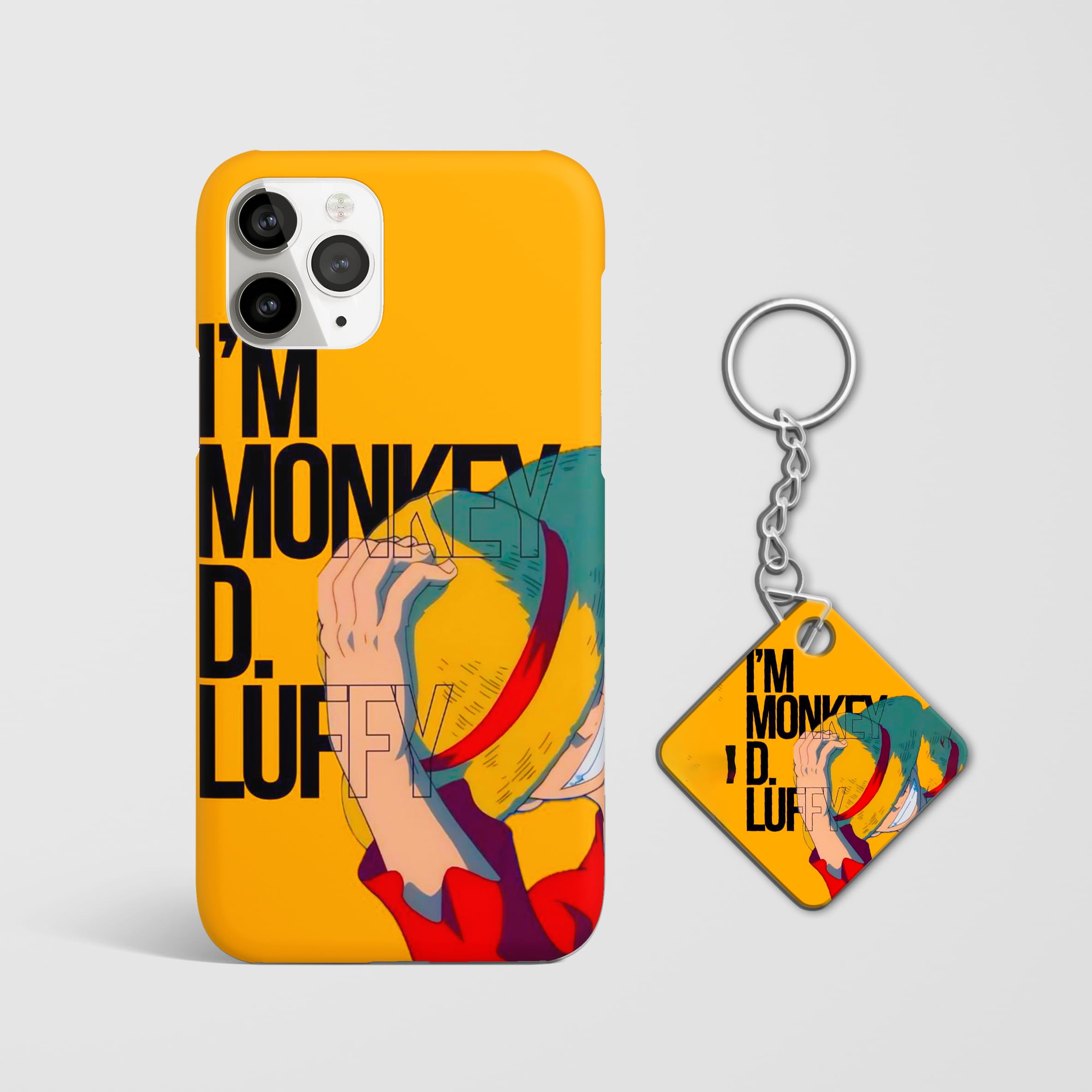 One piece luffy typography mobile cover print with Keychain