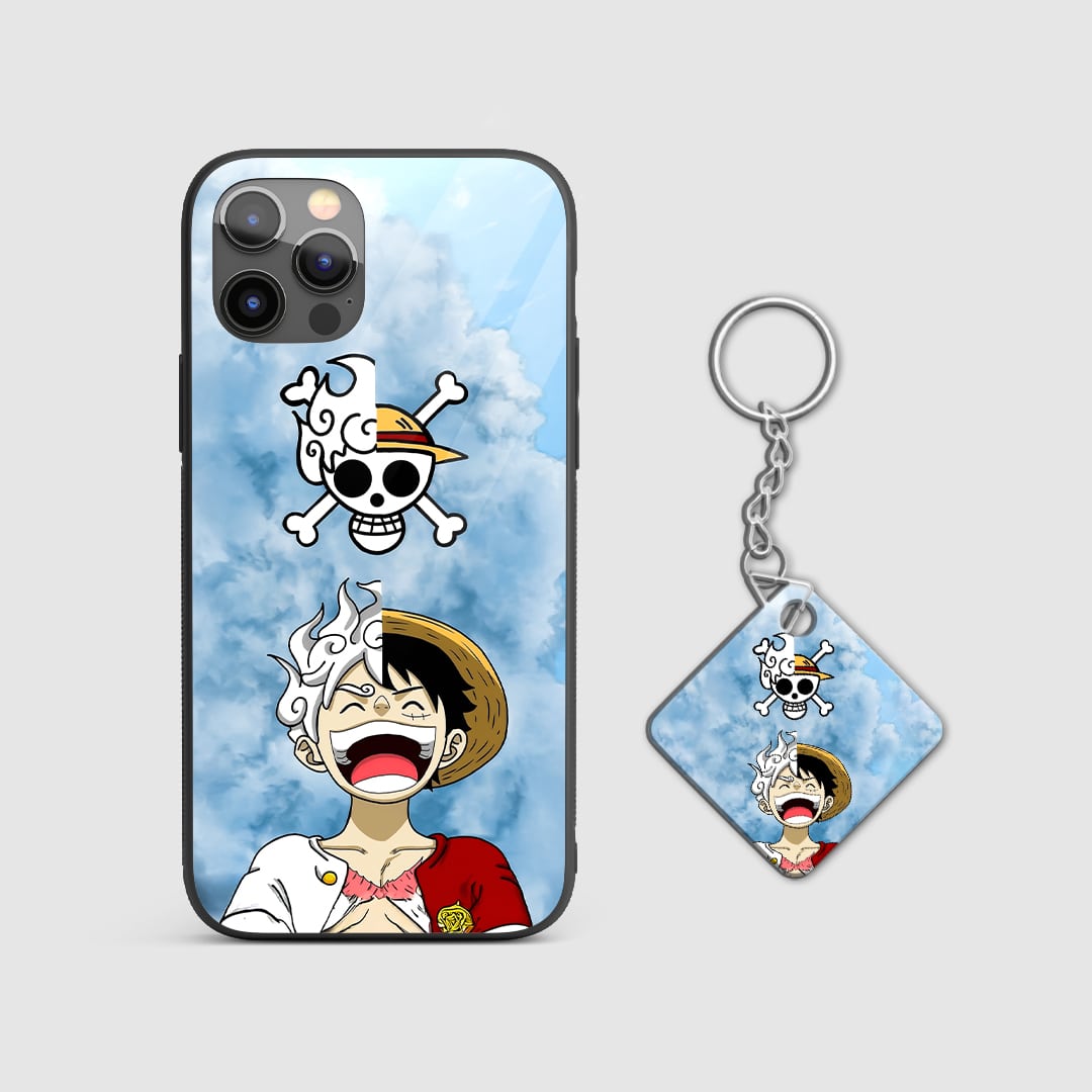 Back view of Luffy x Joyboy Case featuring legendary One Piece design with Keychain.