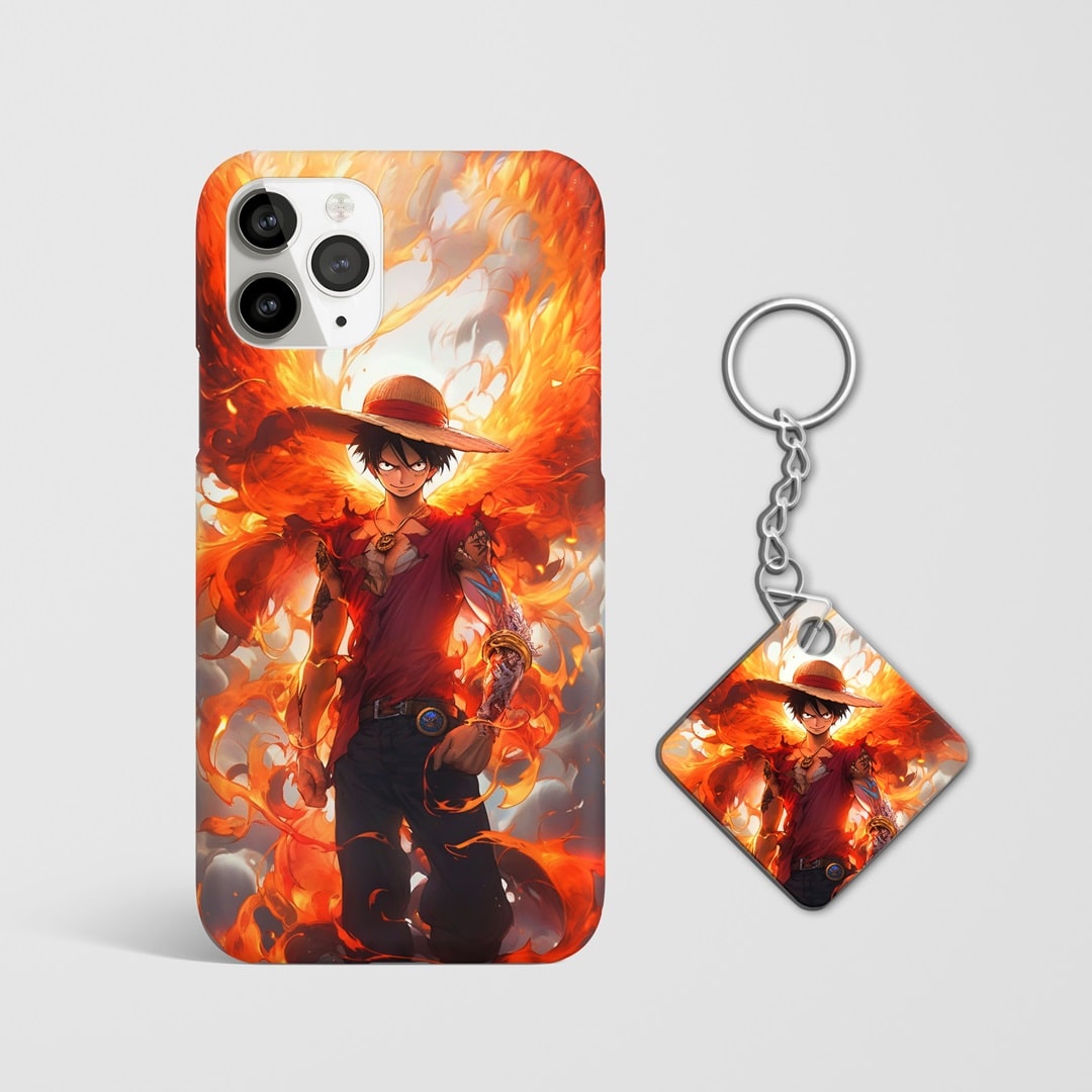 Close-up of Luffy x Ace Phone Cover, showcasing detailed graphics of Luffy and Ace with Keychain.