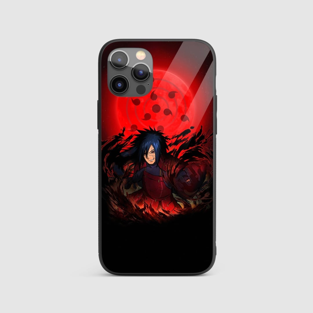 Madara Uchiha Silicone Armored Phone Case featuring detailed artwork of Madara in battle stance.