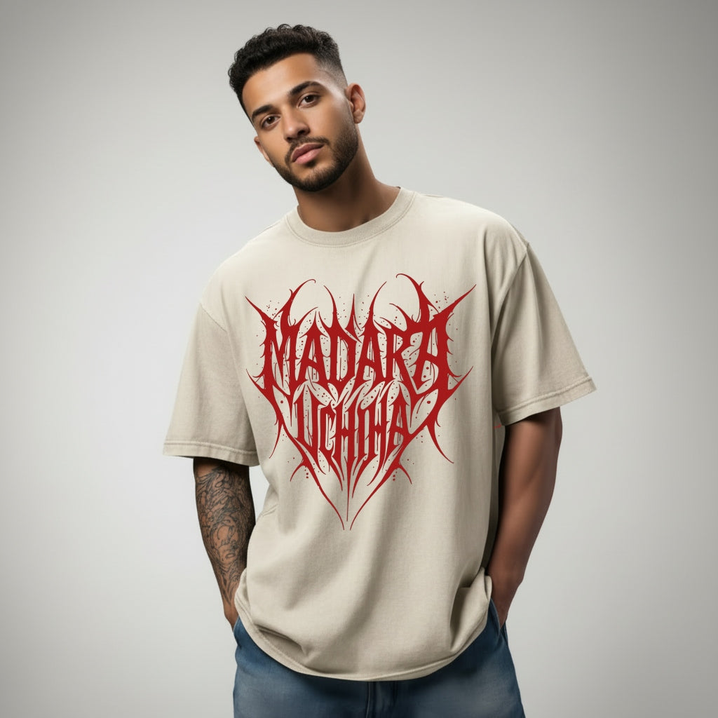 Madara Uchiha oversized anime T-shirt front print Naruto design