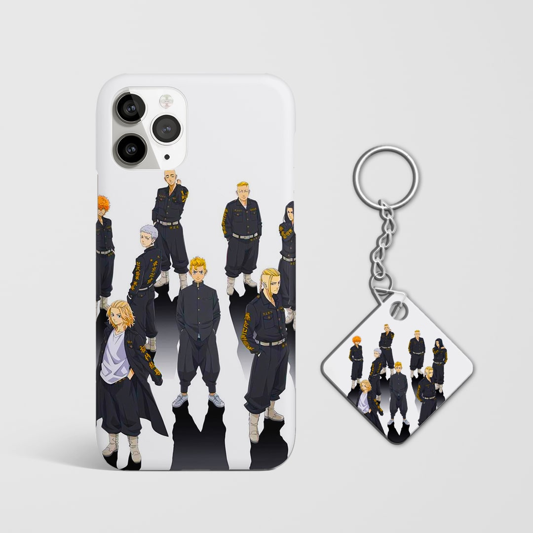 Durable anime phone case featuring Manji Gang with Keychain