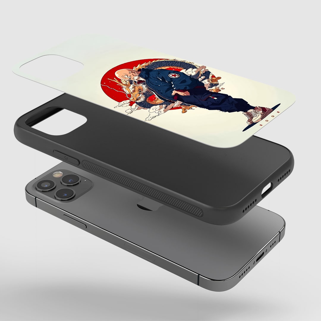 Angled view of Master Roshi Phone Case showing iconic Turtle Hermit style.