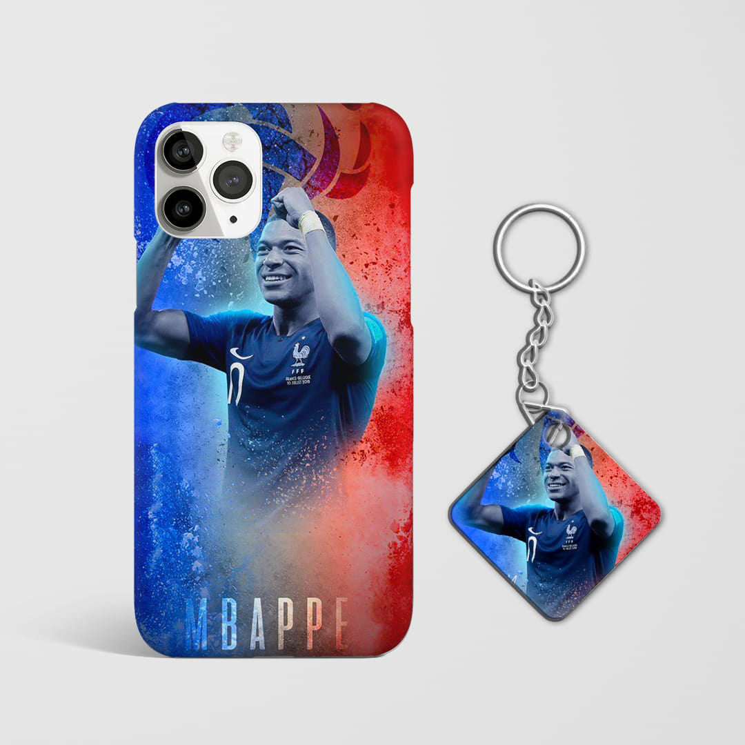 Kylian Mbappe inspired mobile phone cover with Keychain