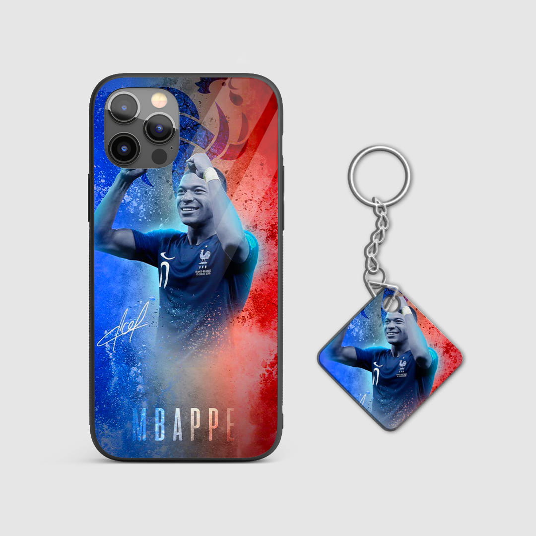Premium Mbappe themed silicone phone case with Keychain
