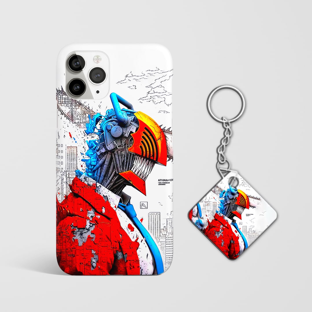 Back design of Chainsaw Man Mechanical Rage case with Keychain