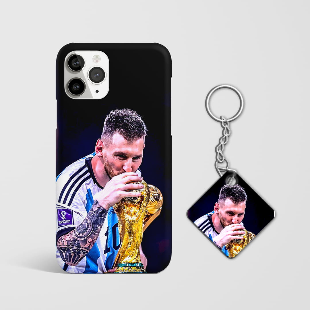 Lionel Messi trophy celebration phone case with Keychain